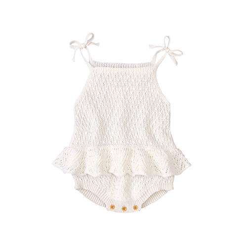 YWLINK Mono NiñA Bebé 0-18 Meses Jersey De Punto Sin Mangas De Verano Mezcla De AlgodóN Arco De Honda Mamelucos Casuales Body con Volantes SóLidos Petos Lindo Pijamas CóModos Regalo De CumpleañOs