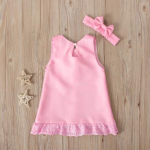 YWLINK Vestido De Encaje Bowknot Sin Mangas De Moda para Bebé + Diadema,Vestido De Princesa para Bebé,NiñA,Sin Mangas,para Bautizo,Boda,Fiesta,con Lazo,para NiñAs PequeñAs,CumpleañOs