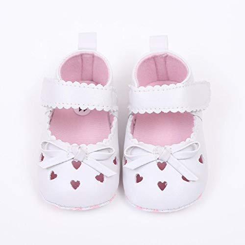 Zapatos Bebé Niña 2019 SHOBDW Zapatos De Cuna Zapatillas Antideslizantes De Suela Blanda Zapatos Bowknot De Velcro Verano Zapatos Bebé Recién Nacida Zapatos Bebe Primeros Pasos(Blanco,0~6)