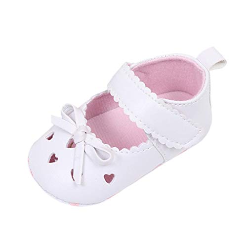 Zapatos Bebé Niña 2019 SHOBDW Zapatos De Cuna Zapatillas Antideslizantes De Suela Blanda Zapatos Bowknot De Velcro Verano Zapatos Bebé Recién Nacida Zapatos Bebe Primeros Pasos(Blanco,0~6)