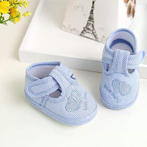 Zapatos Bebé Niño 2019 SHOBDW Zapatos Bebé Niña Verano Zapatillas De Lona Suela Suave Antideslizante Zapatos De Cuna Ligeros Velcro Zapatos Bebé Recién Nacida Zapatos Bebe Primeros Pasos(Azul,0~3)