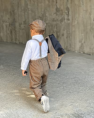 ZOEREA Bebé Chicos Conjunto de Conjunto Page Boy Trajes 4 Piezas Chaleco + Camisa + Pantalones + Chaqueta de la Boina Caballeros Boda Bautizo Conjuntos de Ropa