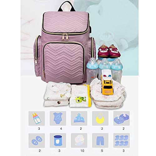 ZPTAT Mochilas para Pañales Bolsos de Maternidad Pañaleras para Bebes con Puerto USB de Gran Capacidad para Pañales y Biberones para Mamá with Ganchos Carrito Bebé,Marrón