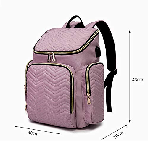 ZPTAT Mochilas para Pañales Bolsos de Maternidad Pañaleras para Bebes con Puerto USB de Gran Capacidad para Pañales y Biberones para Mamá with Ganchos Carrito Bebé,Marrón