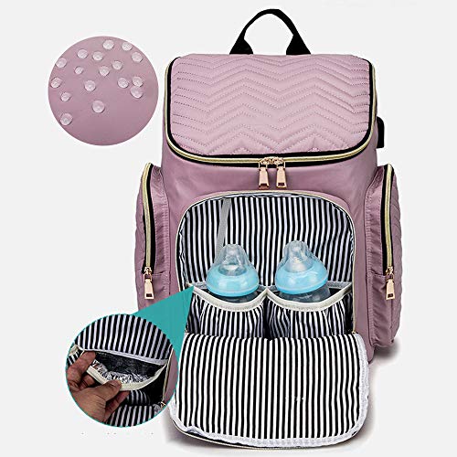 ZPTAT Mochilas para Pañales Bolsos de Maternidad Pañaleras para Bebes con Puerto USB de Gran Capacidad para Pañales y Biberones para Mamá with Ganchos Carrito Bebé,Marrón