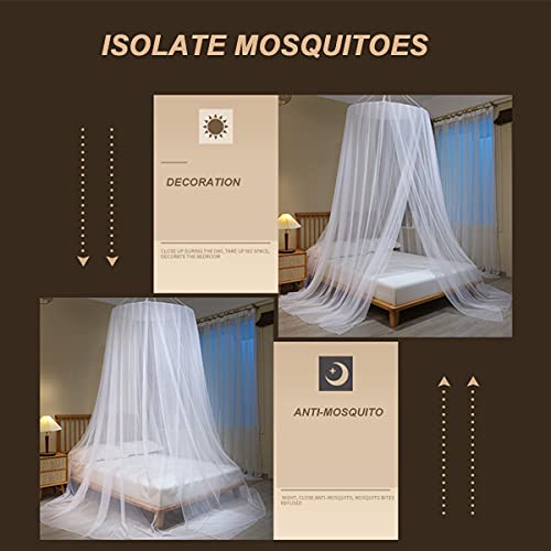 ZRE Mosquitera de Viaje, Dosel de Cama Colgante para Cama Doble e Individual, cunas, Carpa de Cama con Cortina de Malla antimosquitos Princess Dome con Gancho Adhesivo 85x280x1100 cm,Blanco,1.5M