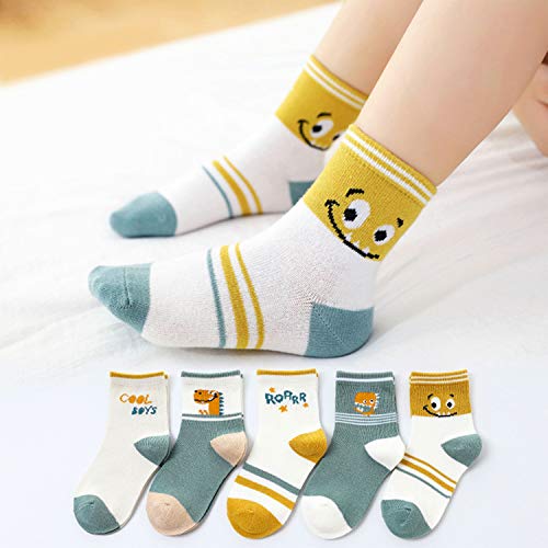 ZYUPHY 10 Pares Calcetines Bebe Algodón Unisex Calcetines Niños Infantil Recien Nacido Cute Dibujos Animados Suave Cómodo Todas Estaciones Apropiado 1-5 Años