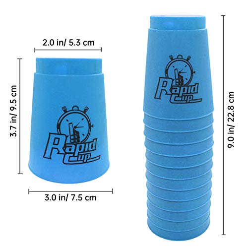 12 vasos apilables, apilado de vasos como deporte, entrenamiento, juego de velocidad, desafío de competencia en fiestas (azul)