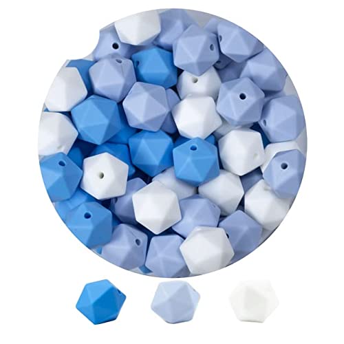 15 Uds MEZCLA 4 colores 14 MM cuentas de icosaedro grado alimenticio sin BPA silicona dentición collar de enfermería chupete Beads-I