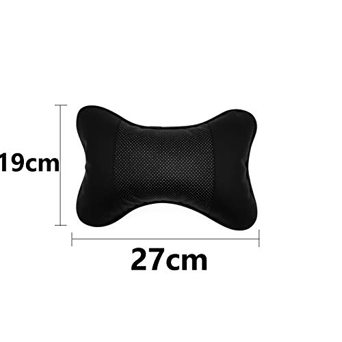 2 Piezas Almohada Cuello del Coche, Almohada para el Cuello de Cuero PU, Suave Transpirable Almohada Cervical Coche, para el Reposacabezas del Asiento de Coche(Negro)