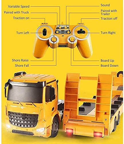 2.4GHZ Camión De Control Remoto Eléctrico Modelo De Vehículo De Construcción Transportador Camión De Carga Remolque De Cama Plana Con Control Remoto Grande Juguete Para Niños Todo Terreno Monster Truc