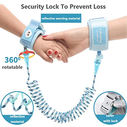 2.5M Cuerda de Tracción Niños,Pulsera Infantil Anti-Perdida Cinturón para Niños Anti-perdida Arnés de Seguridad para Niños con Serratura e Cintura,para Caminar Compras(Azul)