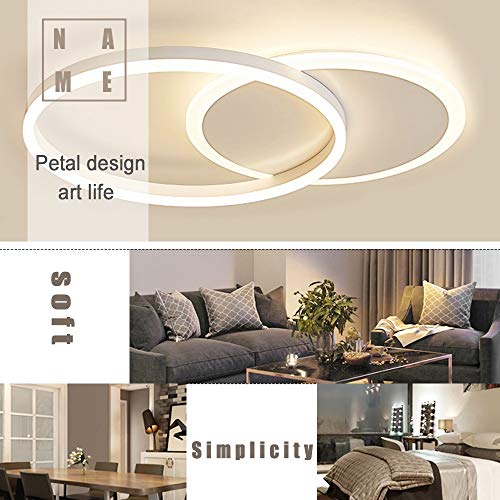 36W LED Lámpara De Techo, Luces De Techo Moderno De Dos Círculos, Regulable con Función De Memoria, Apto Para Sala De Estar Dormitorio, Lámpara De Techo De Habitación Infantil, L55cm * W40cm * H6cm