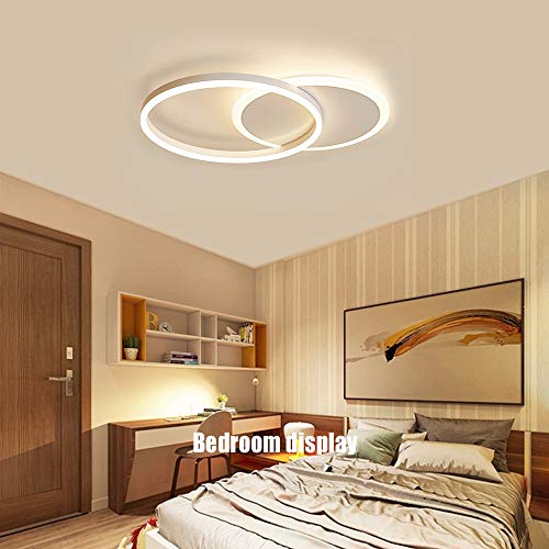 36W LED Lámpara De Techo, Luces De Techo Moderno De Dos Círculos, Regulable con Función De Memoria, Apto Para Sala De Estar Dormitorio, Lámpara De Techo De Habitación Infantil, L55cm * W40cm * H6cm