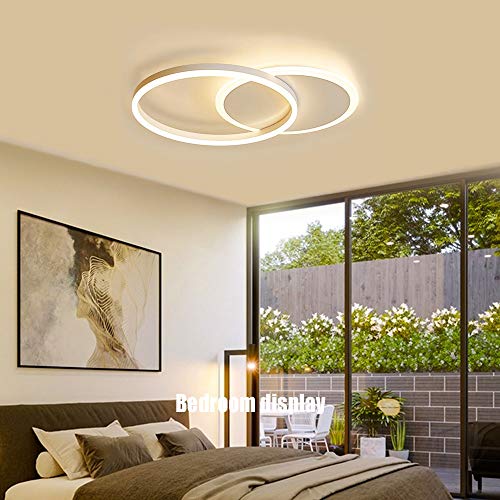 36W LED Lámpara De Techo, Luces De Techo Moderno De Dos Círculos, Regulable con Función De Memoria, Apto Para Sala De Estar Dormitorio, Lámpara De Techo De Habitación Infantil, L55cm * W40cm * H6cm