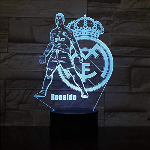 3D Night Lights Real Madrid C Ronald Illusion Lámpara De Escritorio Led 7 Color Touch Remote Color Luces De Decoloración Usb Home Bedroom Nightside Lights