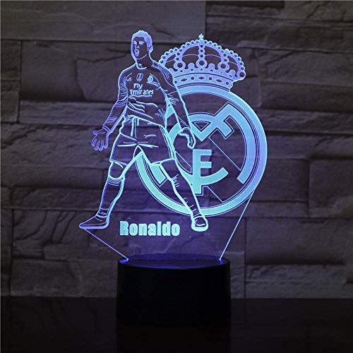 3D Night Lights Real Madrid C Ronald Illusion Lámpara De Escritorio Led 7 Color Touch Remote Color Luces De Decoloración Usb Home Bedroom Nightside Lights