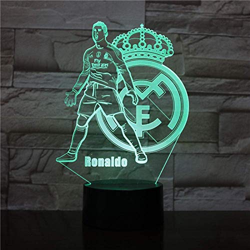 3D Night Lights Real Madrid C Ronald Illusion Lámpara De Escritorio Led 7 Color Touch Remote Color Luces De Decoloración Usb Home Bedroom Nightside Lights