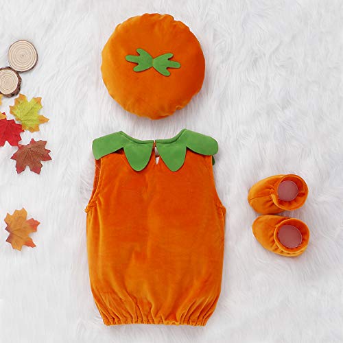 4 Piezas Conjunto de Ropa Halloween para Bebé Recién Nacida Traje Mameluco de Manga Larga + Falda de Tul + Diadema/Sombrero + Calentadores de Piernas para Niñas Pequeñas