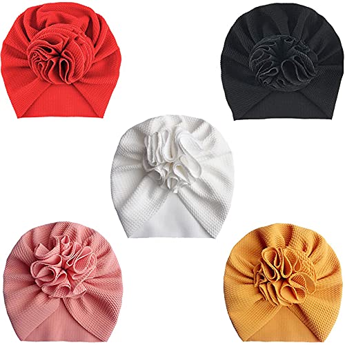 5 Unids Bebe Sombrero Turbante Beanie Nudo Algodon Gorra Nudo Diadema para Recién Nacido Infántil Niñas Baby Cap Hat