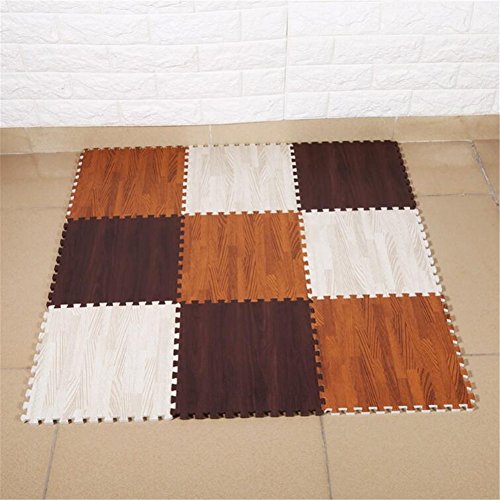 8 Piezas Espuma Play Esterilla,Grano de Madera Pespuntes Pad,Antideslizante Bebé Gateando Infantil Playing Entrelazado Suave Eva Suelo Puzzle Ejercer Alfombrillas para Gimnasio Fitness Esterilla Yoga