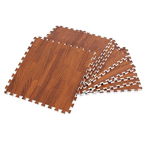 8 Piezas Espuma Play Esterilla,Grano de Madera Pespuntes Pad,Antideslizante Bebé Gateando Infantil Playing Entrelazado Suave Eva Suelo Puzzle Ejercer Alfombrillas para Gimnasio Fitness Esterilla Yoga