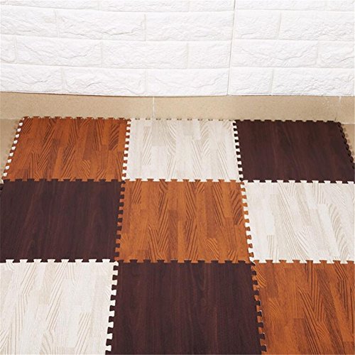 8 Piezas Espuma Play Esterilla,Grano de Madera Pespuntes Pad,Antideslizante Bebé Gateando Infantil Playing Entrelazado Suave Eva Suelo Puzzle Ejercer Alfombrillas para Gimnasio Fitness Esterilla Yoga