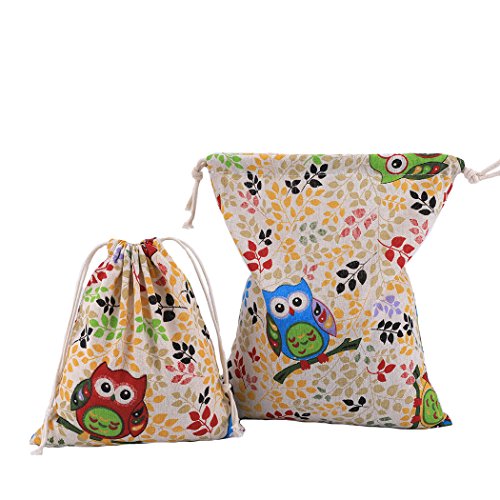 abaría - 4 Unidades Bolsa de algodón Grande - Bolsa Inserto Organizador para Ropa Juguete pañales - Bolsos Inserto bebé - Grande 37 x 40 cm, Mediano 25x 30 cm, pequeña 19 x 23 cm, Mini 14 X 16 cm