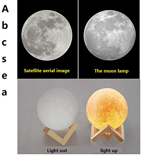 Abcsea novedad lámpara de luna 3d con 7 colores, cómodo lámpara de luna led 3d, Lámpara de luna romántica, 18 cm Luz de noche de romántico