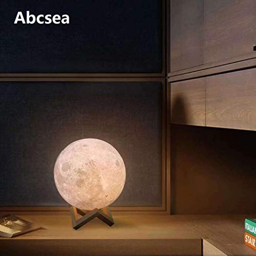 Abcsea novedad lámpara de luna 3d con 7 colores, cómodo lámpara de luna led 3d, Lámpara de luna romántica, 18 cm Luz de noche de romántico