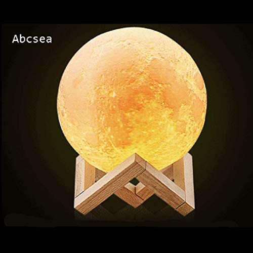 Abcsea novedad lámpara de luna 3d con 7 colores, cómodo lámpara de luna led 3d, Lámpara de luna romántica, 18 cm Luz de noche de romántico