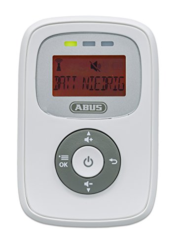 ABUS 73126 - Vigilabebés con sensor de temperatura, pantalla iluminada, alcance de 300 m, inalámbrico, batería, color blanco