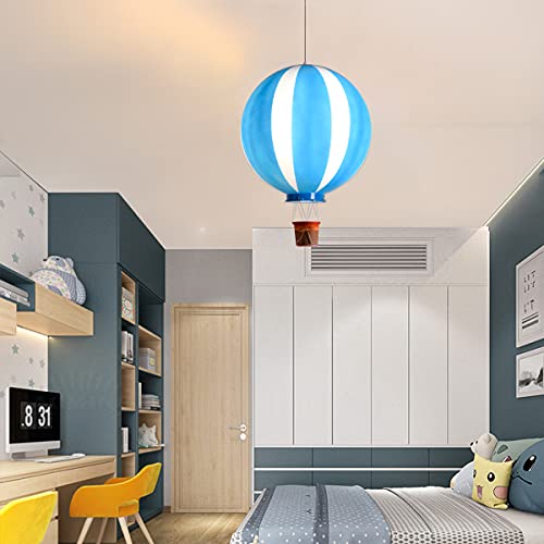 ACM HNC Lámpara Colgante Infantil, 12W LED Luz de Techo Niños Regulable Con Control Remoto, E27 Luz Colgante de Globo Aerostático Para Niños, Niñas, Guardería, Princesa Dormitorio, 25cm,Azul