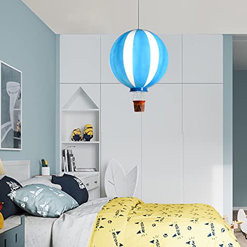 ACM HNC Lámpara Colgante Infantil, 12W LED Luz de Techo Niños Regulable Con Control Remoto, E27 Luz Colgante de Globo Aerostático Para Niños, Niñas, Guardería, Princesa Dormitorio, 25cm,Azul