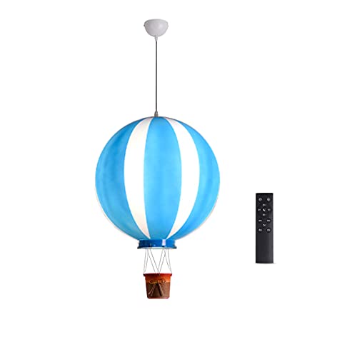 ACM HNC Lámpara Colgante Infantil, 12W LED Luz de Techo Niños Regulable Con Control Remoto, E27 Luz Colgante de Globo Aerostático Para Niños, Niñas, Guardería, Princesa Dormitorio, 25cm,Azul