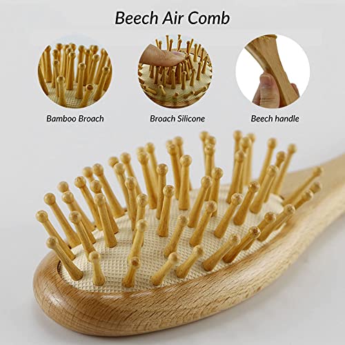 Aedcbaide Juego de cepillo y peine para el cabello de bebé, 4 piezas, cerdas de cabra suaves, cepillo de pelo de madera natural, producto perfecto para el cuidado del cuero cabelludo para bebé