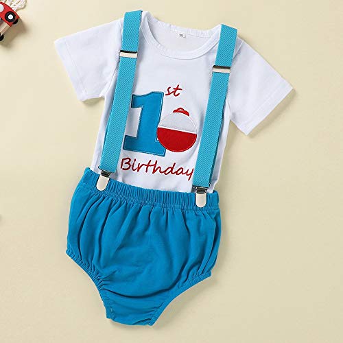 AGQT Traje de mi Primer cumpleaños para bebés y niños Smash Cake 3 Piezas Planet 12-18 Meses (100)