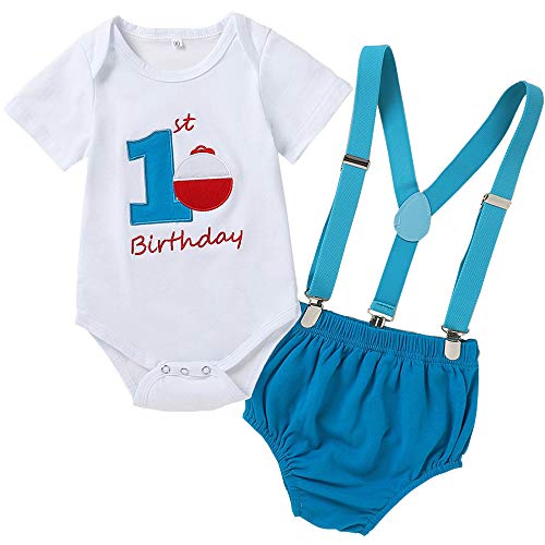 AGQT Traje de mi Primer cumpleaños para bebés y niños Smash Cake 3 Piezas Planet 12-18 Meses (100)