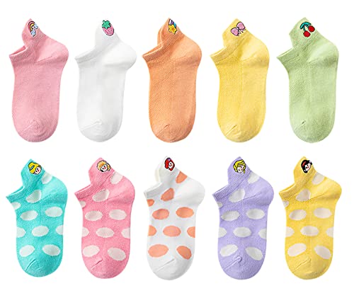 Aivtalk Niños Bebés 10 Pares de Calcetines Cortos Antideslizantes Calcetines de Verano Infantiles Lindo Transpirable Absorbente Desodorante - 1-3 Años