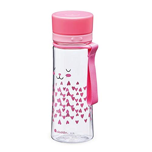 Aladdin My First Aveo Bunny Botella Agua Niños Colegio 0.35L Rosa – Amplia Abertura - Libre de BPA - Botellas de Agua Para Niños - Resistente a Manchas y Olores - Apta Para Lavavajillas