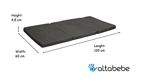 AlbaEBE - Cama de viaje con colchón, antracita, 60 x 120 cm, 1 unidad