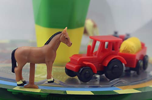 alldoro 16802 68020 Peonza con tractor y remolque móviles, dos animales en movimiento y sonidos realistas, pilas incluidas, para niños a partir de 18 meses