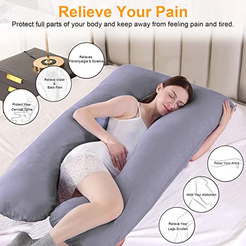 Almohada de Embarazo, Almohada Extragrande para Adultos, Almohada Corporal para Maternidad y Sleep Confort, Almohada en Forma de u , con Funda extraíble y Lavable