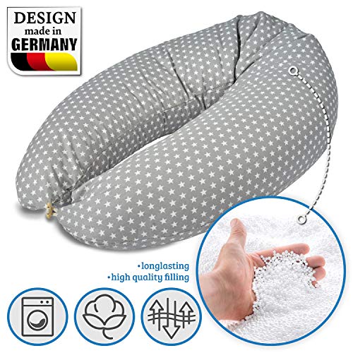 Almohada de lactancia Almohada de embarazo para dormir, descansar y amamantar Almohada para dormir de lado Almohada de posicionamiento para la madre y el bebé (Gris)