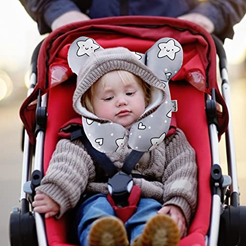 Almohada Viaje para Bebé,Almohada Apoyo para la Cabeza y el Cuello para Asiento Niño,Almohada en Forma U para Cochecito,para Bebés 0 a 4 Años