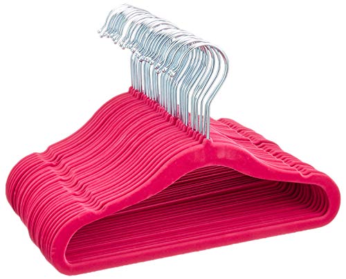 Amazon Basics - Perchas infantiles de terciopelo - Paquete de 30, Rosa