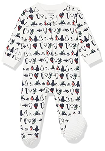 Amazon Essentials Baby Footed Zip Front Sleep and Play Durmientes, Penguin Parade, Prematuro