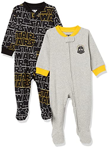 Amazon Essentials Disney Star Wars Marvel Cotton Footed Sleep and Play Disfraces, Paquete de 2 Logotipos Sleep & Play, 3 Meses, Pack de 2