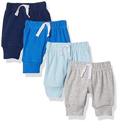 Amazon Essentials – Pantalones con cintura elástica para niño (4 unidades), Azul/Blanco, 0-3 Meses