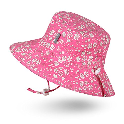 Ami & Li tots Niña Sombrero de Sol Bob Ajustable para Bebé Niña Niño Infantil Niños Pequeños Sombrero Protección Solar UPF 50 Unisexo-L:Fleurette Rosa